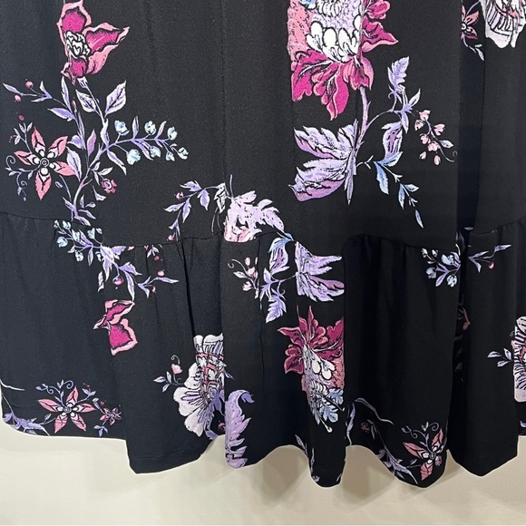 LulaRoe Women Evelyn Maxi Dress Bracelet-length Sleeves Black Purple Floral 2XL - Picture 4 of 13